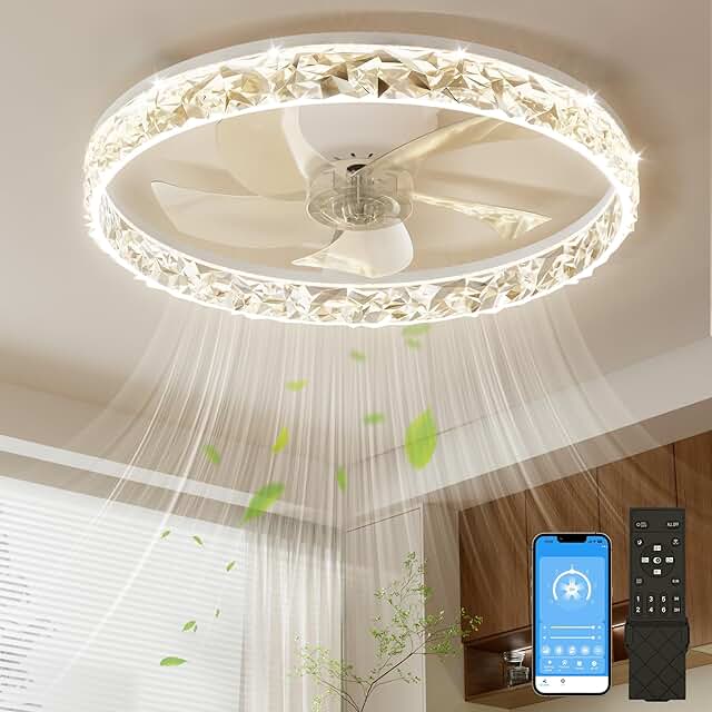 NIORSUN Ceiling Fan with Dimmable Profile, Stepless Temperature Control